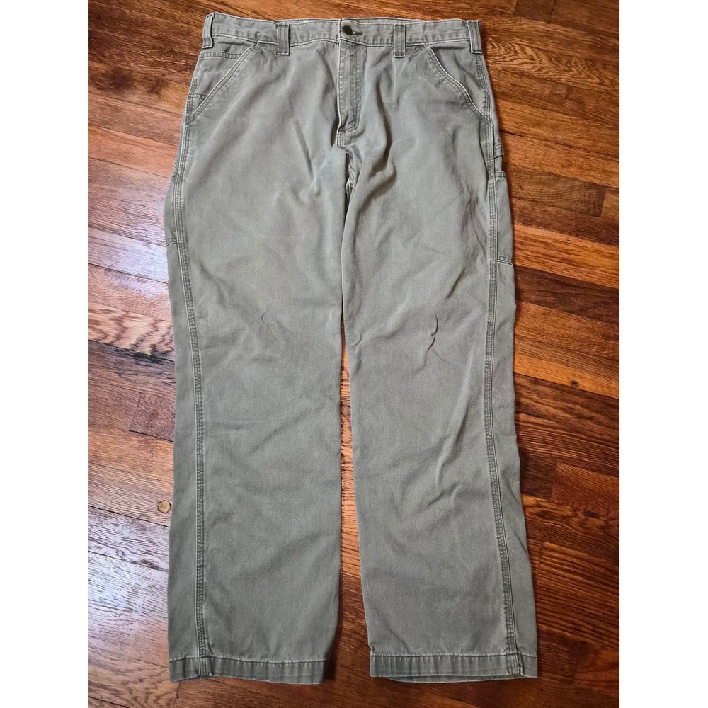 Carhartt B324ARG Army Green Relaxed Fit Carpenter Pants 38x32 Utility Workwear